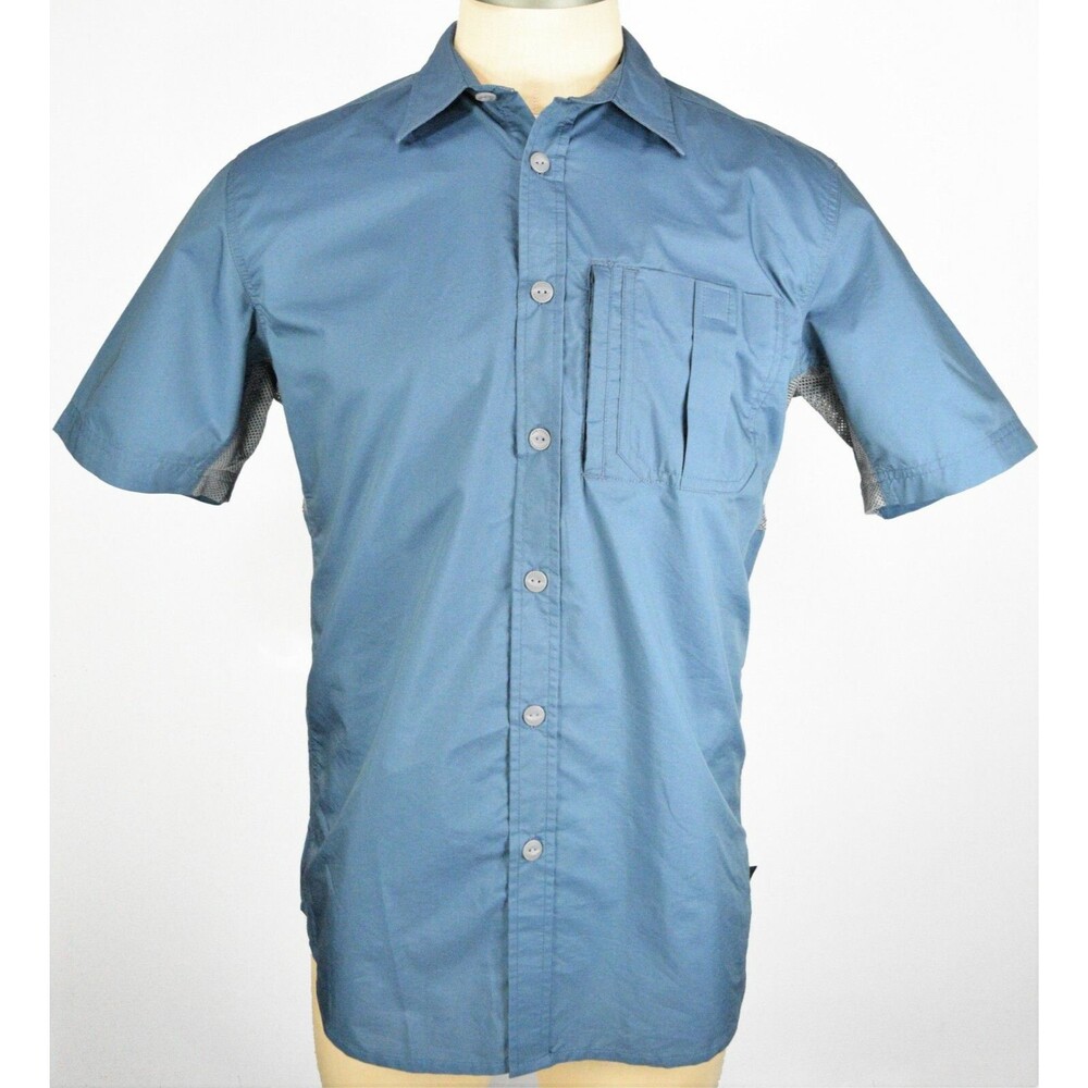 Northwest Territory Men's Size M Blue Fishing Button Front Vented Safari Shirt - Picture 8 of 12